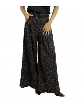 Pantaloni ampi a vita alta stampati leopardati Imperial